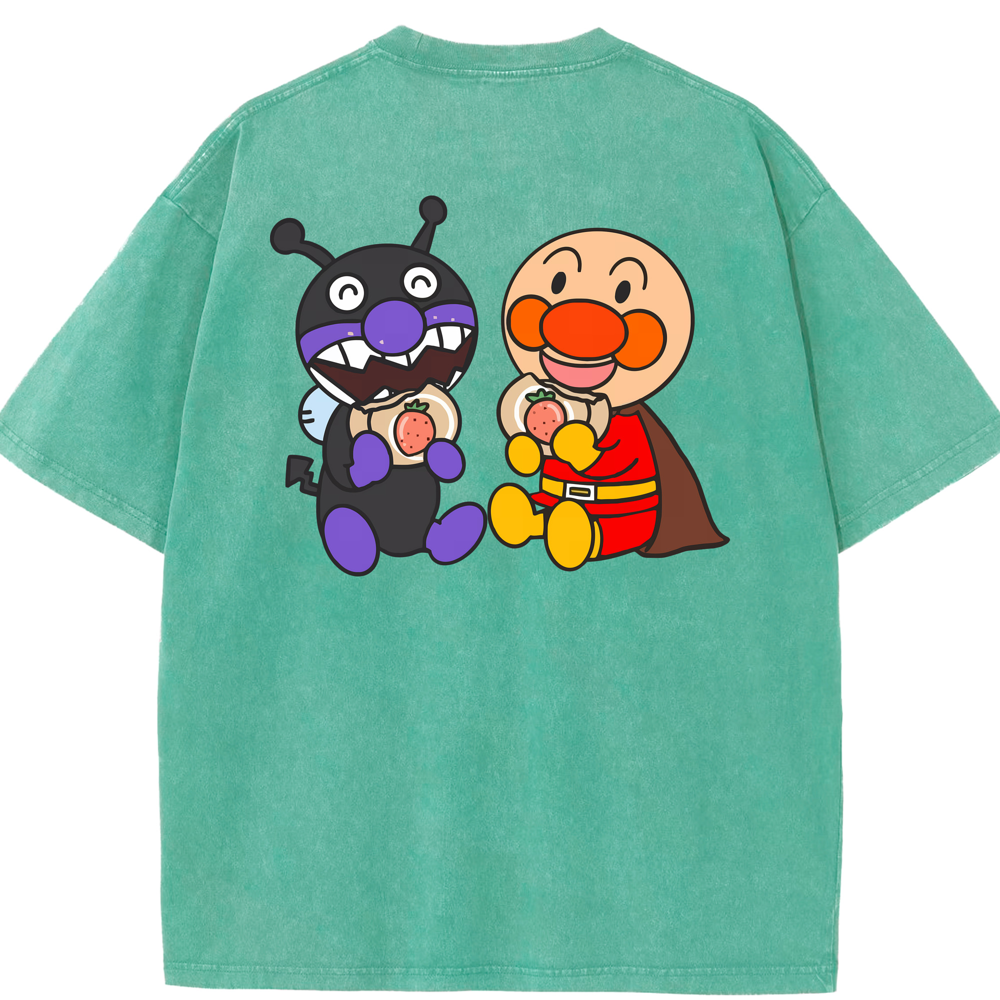 （画像用） アンパンマン Anpanman 綿100% ヴィンテージ風 半袖Tシャツ（背面プリント）